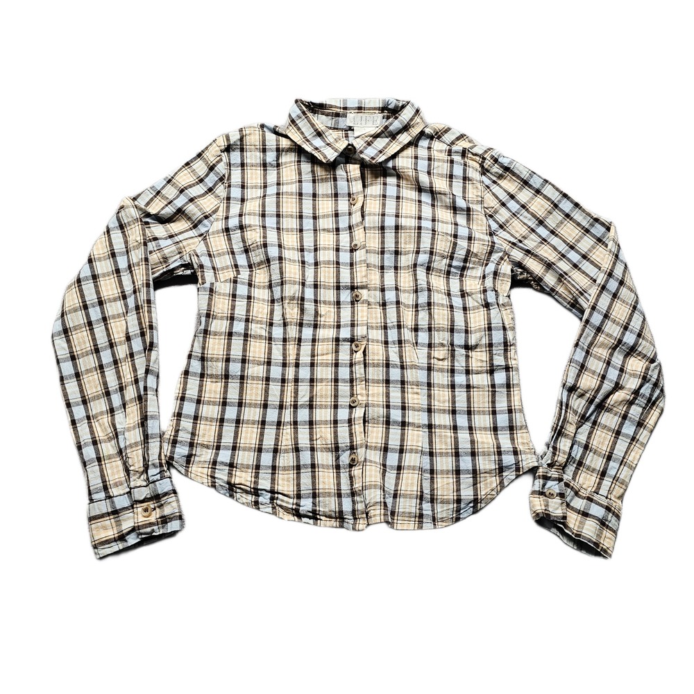 LIFE Shirt Womens Large Multi Plaid‎ Regular Fit Long Sleeve Collared Button Up